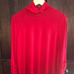 Vince Camuto mock neck mixed media shirt Medium